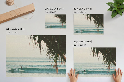 Poster strand surfen golven palm natuur rust