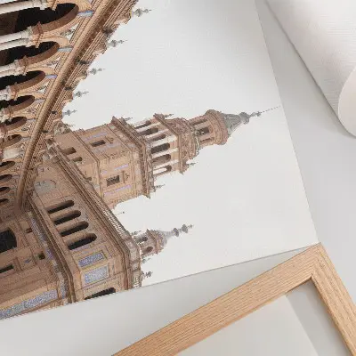 Moderne decoratieve poster met rijke architectuur van klassieke marmeren zuilen