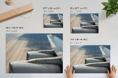 Poster Vliegtuigvleugel met dynamisch perspectief