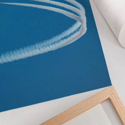 Moderne decoratieve poster Vliegtuigformatie tegen de dynamiek van de lucht