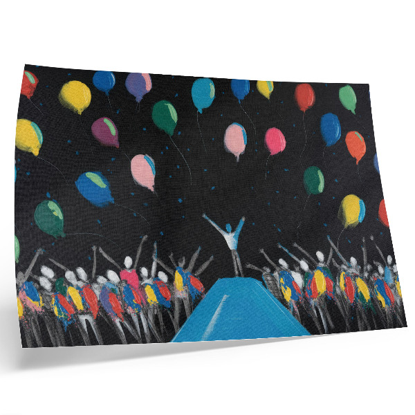 Poster Kleurrijke ballonnen steken af tegen de zwarte lucht.