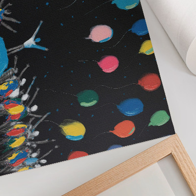 Poster Kleurrijke ballonnen steken af ​​tegen de zwarte lucht.