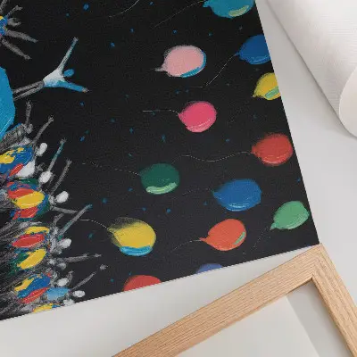 Poster kleurrijke ballonnen tegen een zwarte lucht