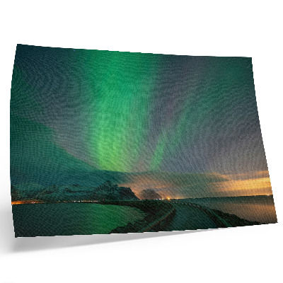 Poster Het noorderlicht boven een koud berglandschap