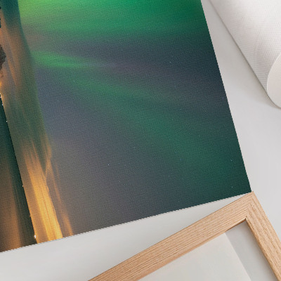 Poster Het noorderlicht boven een koud berglandschap