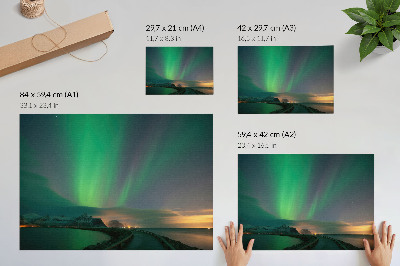 Poster Het noorderlicht boven een koud berglandschap