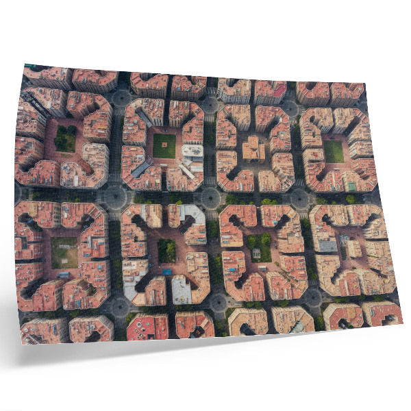 Moderne decoratieve poster Geometrische lay-out, neutrale kleuren, stad
