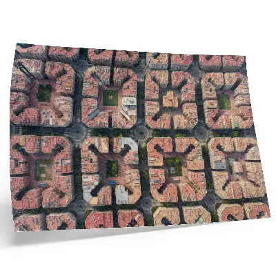Moderne decoratieve poster met geometrische lay-out in neutrale kleuren van een stad