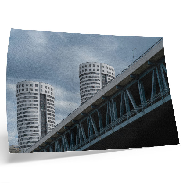 Stijlvolle wandposter Brug en wolkenkrabbers moderniteit symmetrie elegantie