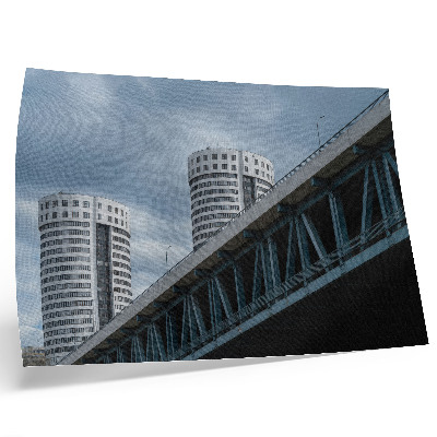 Stijlvolle wandposter Brug en wolkenkrabbers moderniteit symmetrie elegantie