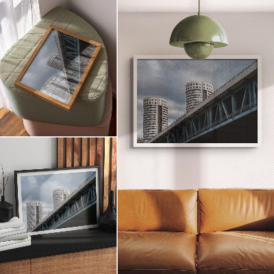 Stijlvolle wandposter Brug en wolkenkrabbers moderniteit symmetrie elegantie