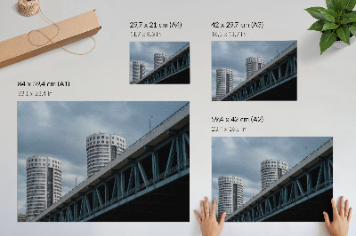 Stijlvolle wandposter Brug en wolkenkrabbers moderniteit symmetrie elegantie