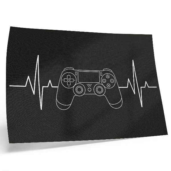 Poster Minimalistisch gamingthema in zwart-wit met een hart.