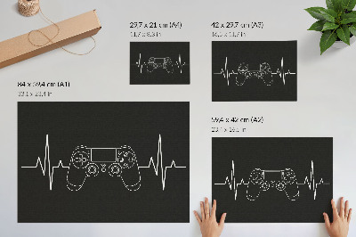 Poster Minimalistisch gamingthema in zwart-wit met een hart.