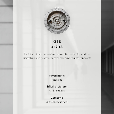Moderne decoratieve poster Elegant interieur met grote ramen en een centrale trap.
