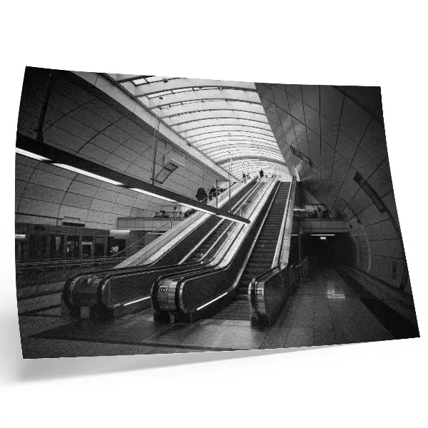 Poster moderne architectuur met interieur van een roltrap
