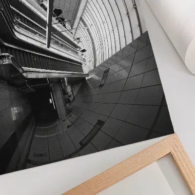 Poster moderne architectuur met interieur van een roltrap