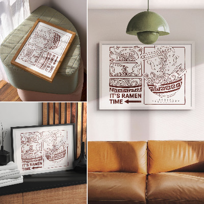 Moderne decoratieve poster Ramen in stripboekstijl met stoom.