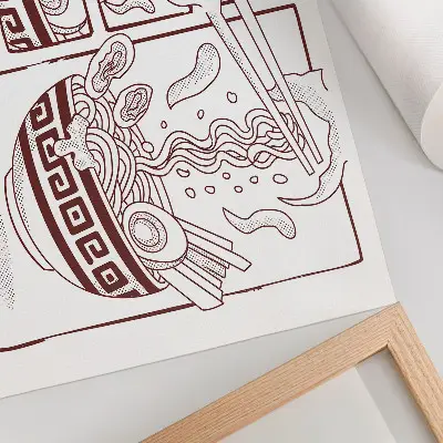 Moderne decoratieve poster met een stoomtrein in stripboekstijl