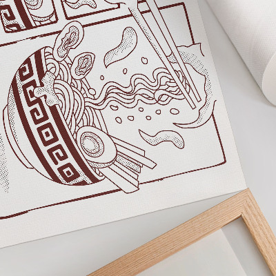 Moderne decoratieve poster Ramen in stripboekstijl met stoom.