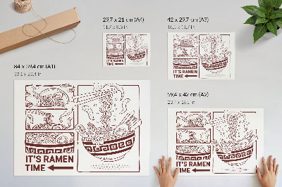 Moderne decoratieve poster Ramen in stripboekstijl met stoom.