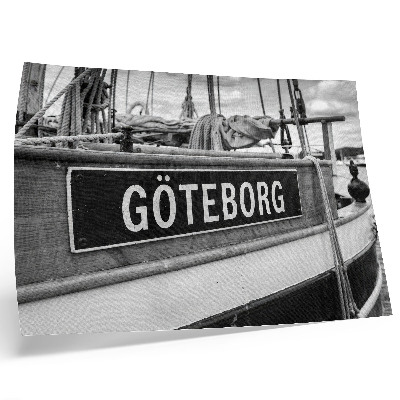 Stijlvolle wandposter Detail van een zwart-witte retroboot