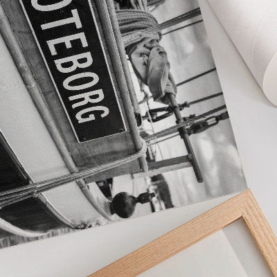 Stijlvolle wandposter Detail van een zwart-witte retroboot