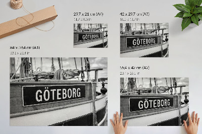 Stijlvolle wandposter Detail van een zwart-witte retroboot