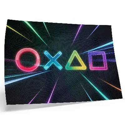 Wandposter met geometrische neonvormen in beweging