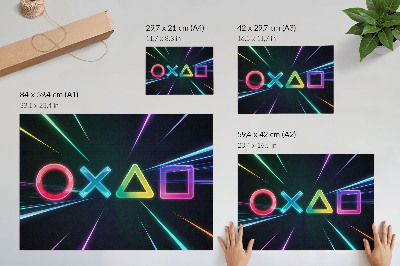 Stijlvolle wandposter Neon geometrische vormen in beweging