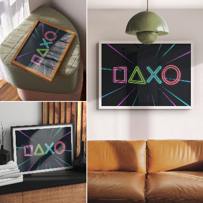 Moderne decoratieve poster Neonvormen, dynamische kleuren, futuristisch