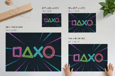 Moderne decoratieve poster met neonvormen in dynamische futuristische kleuren