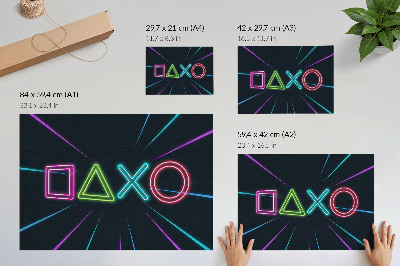 Moderne decoratieve poster Neonvormen, dynamische kleuren, futuristisch