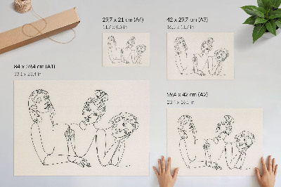 Poster Zwart-witte lijnen, verfijning, intimiteit van de personages