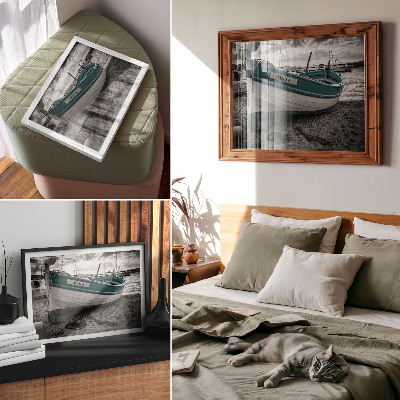 Moderne decoratieve poster Boot op het strand, rust, droom, avontuur