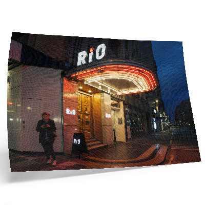 Poster Retro bioscoop neonlichten rood crème