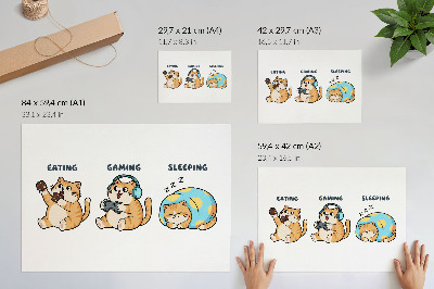 Stijlvolle wandposter Grappige kattenillustraties, schattig en leuk.