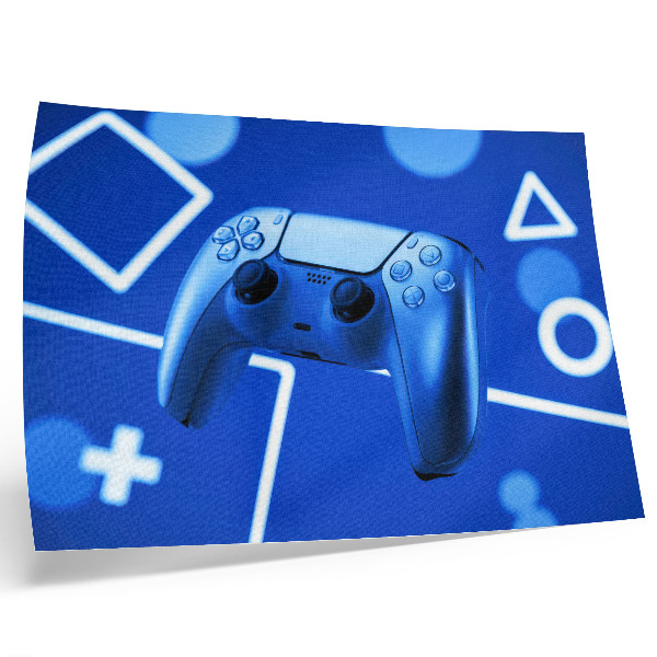 Moderne decoratieve poster Gamecontroller met blauwe geometrische achtergrond