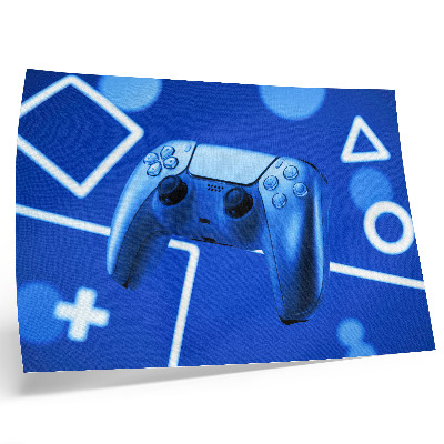 Moderne decoratieve poster Gamecontroller met blauwe geometrische achtergrond