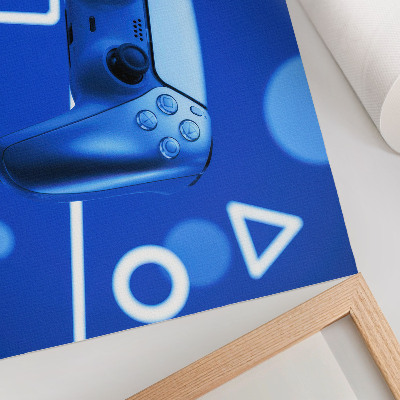 Moderne decoratieve poster Gamecontroller met blauwe geometrische achtergrond