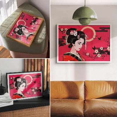 Stijlvolle wandposter Oosterse motieven, moderne bloemcompositie