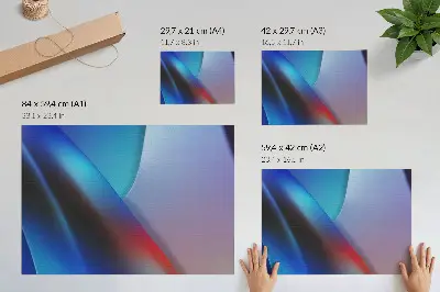 Stijlvolle wandposter met diepblauwe en paarse tinten en vervaagde overgangen