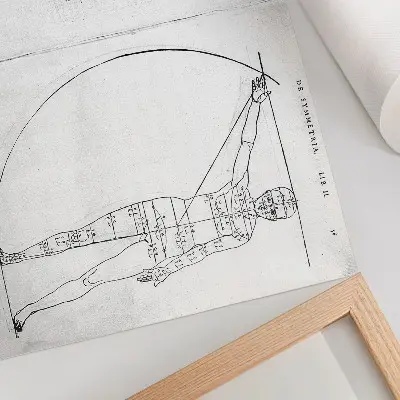 Moderne decoratieve poster tekening van een man door Albrecht Dürer in Latijnse stijl