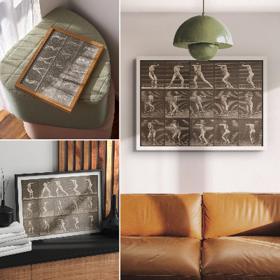 Stijlvolle wandposter Plaatnummer 73. Verrast omdraaien en vluchten (1887) van Eadweard Muybridge