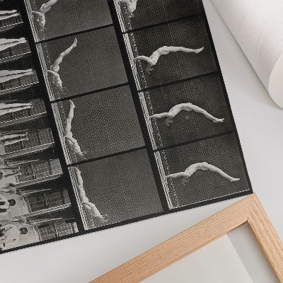 Poster Een man die vanuit een liggende positie op zijn handen staat. Fototype naar Eadweard Muybridge, 1887.