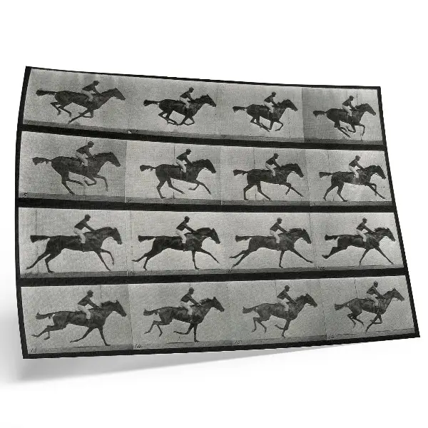 Moderne decoratieve poster galopperend paard en ruiter naar Eadweard Muybridge uit 1887