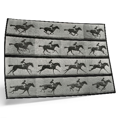 Moderne decoratieve poster Galopperend paard en ruiter. Fototype naar Eadweard Muybridge, 1887.