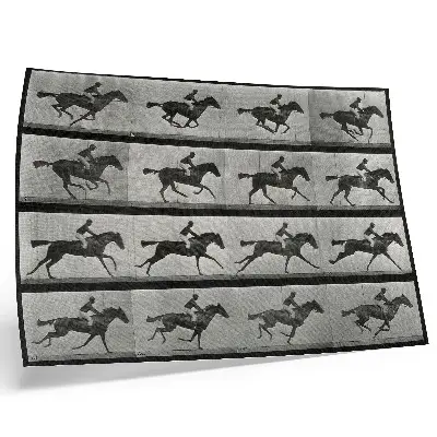 Moderne decoratieve poster galopperend paard en ruiter naar Eadweard Muybridge uit 1887