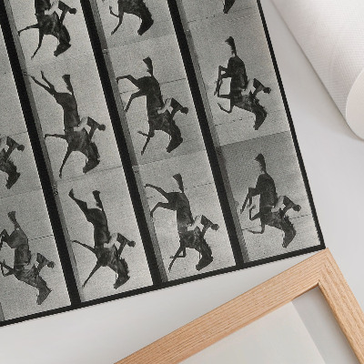 Moderne decoratieve poster Galopperend paard en ruiter. Fototype naar Eadweard Muybridge, 1887.