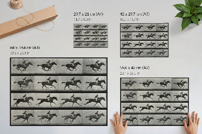 Moderne decoratieve poster Galopperend paard en ruiter. Fototype naar Eadweard Muybridge, 1887.
